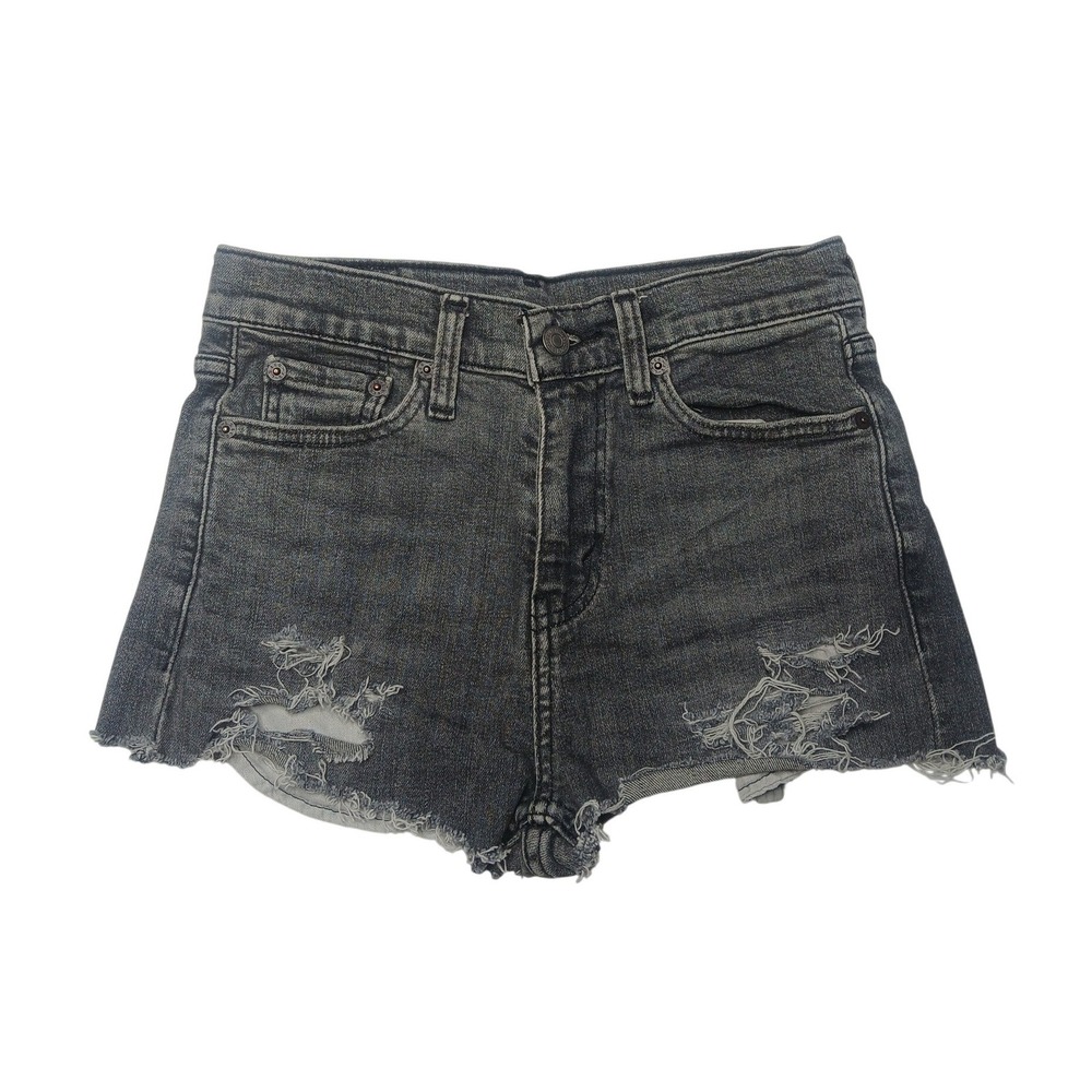 Levi's 510 Denim‎ Shorts Women 27 Black Distressed High Rise Cut Off Frayed Hem